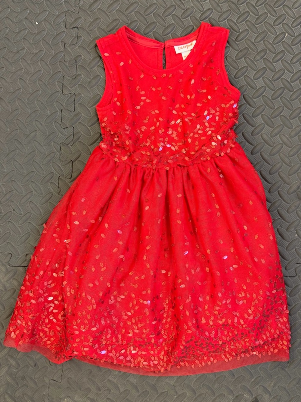 Cat & Jack Red Sequin Tulle Party Dress